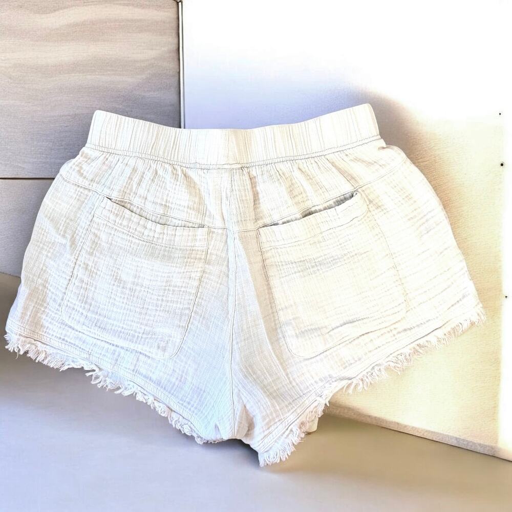 Prana Hideaways Shorts Organic Cotton Gauze Ivory Frayed Hem Size Small - Picture 2 of 10